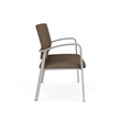Newport Reception Waiting Room Healthcare 2-Seat Loveseat / Silver Steel / Brown