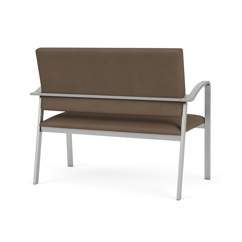 Newport Reception Waiting Room Healthcare 2-Seat Loveseat / Silver Steel / Brown