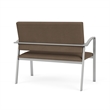 Newport Reception Waiting Room Healthcare 2-Seat Loveseat / Silver Steel / Brown