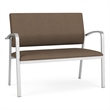 Newport Reception Waiting Room Healthcare 2-Seat Loveseat / Silver Steel / Brown