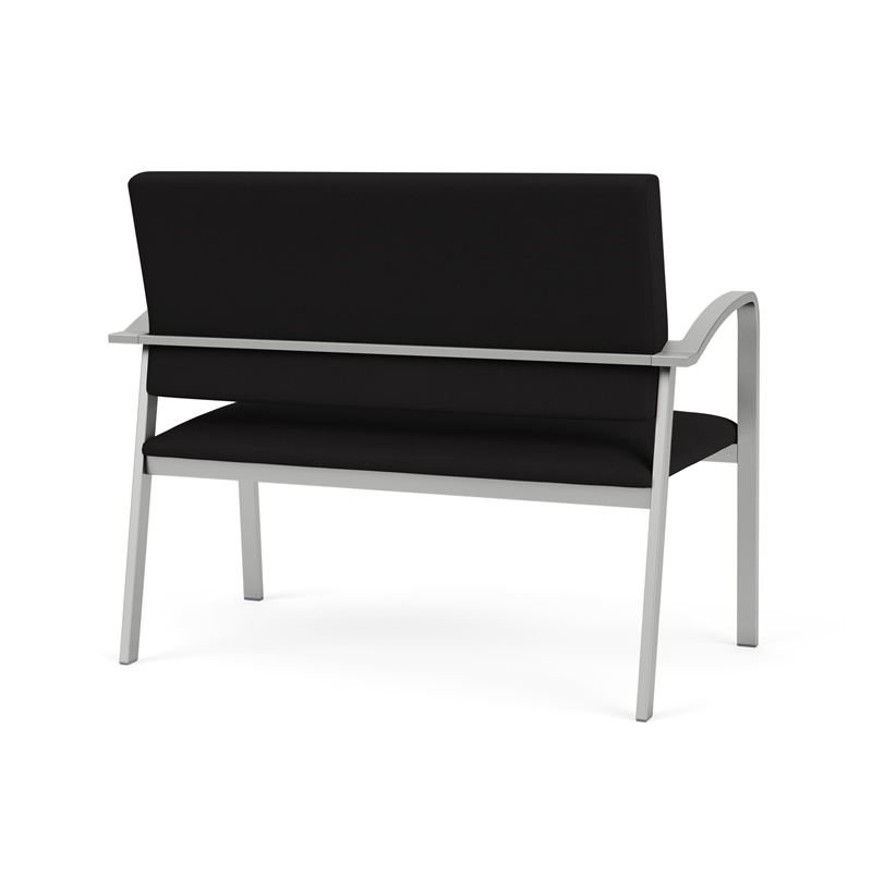 Newport Reception Waiting Room Healthcare 2-Seat Loveseat / Silver Steel / Black