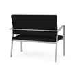 Newport Reception Waiting Room Healthcare 2-Seat Loveseat / Silver Steel / Black