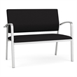 Newport Reception Waiting Room Healthcare 2-Seat Loveseat / Silver Steel / Black