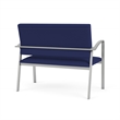 Newport Reception Waiting Room Healthcare 2-Seat Loveseat / Silver Steel / Blue