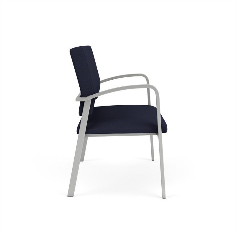 Newport Reception Waiting Room 2-Seat Loveseat / Silver Steel / Navy Blue