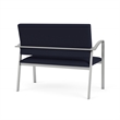 Newport Reception Waiting Room 2-Seat Loveseat / Silver Steel / Navy Blue