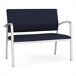 Newport Reception Waiting Room 2-Seat Loveseat / Silver Steel / Navy Blue