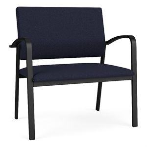 Newport Reception Waiting 18.5&quot Bariatric Chair / Black Steel / Navy Blue