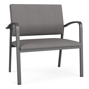 Newport Reception Waiting 18.5&quot Bariatric Chair / Charcoal Steel / Light Gray
