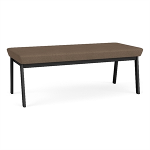 Newport Reception Waiting Room 18.5&quot 2-Seat Bench / Black Steel / Brown