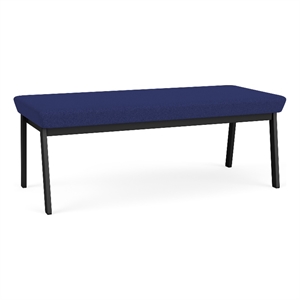 Newport Reception Waiting Room 18.5&quot 2-Seat Bench / Black Steel / Blue