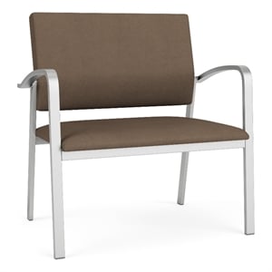 Newport Reception Waiting 18.5&quot Bariatric Chair / Silver Steel / Brown