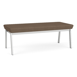 Newport Reception Waiting Room 18.5&quot 2-Seat Bench / Silver Steel / Brown