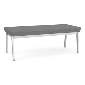 Newport Reception Waiting 18.5&quot 2-Seat Bench / Silver Steel / Light Gray