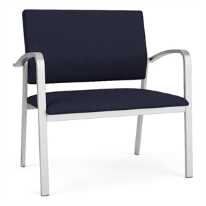 Newport Reception Waiting 18.5&quot Bariatric Chair / Silver Steel / Navy Blue