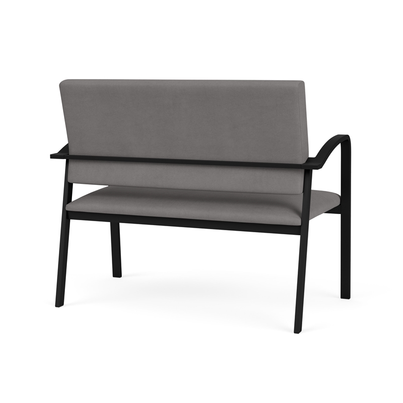 Newport Reception Waiting Room 2-Seat Loveseat / Black Steel / Light Gray