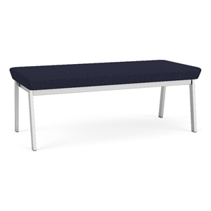 Newport Reception Waiting 18.5&quot 2-Seat Bench / Silver Steel / Navy Blue