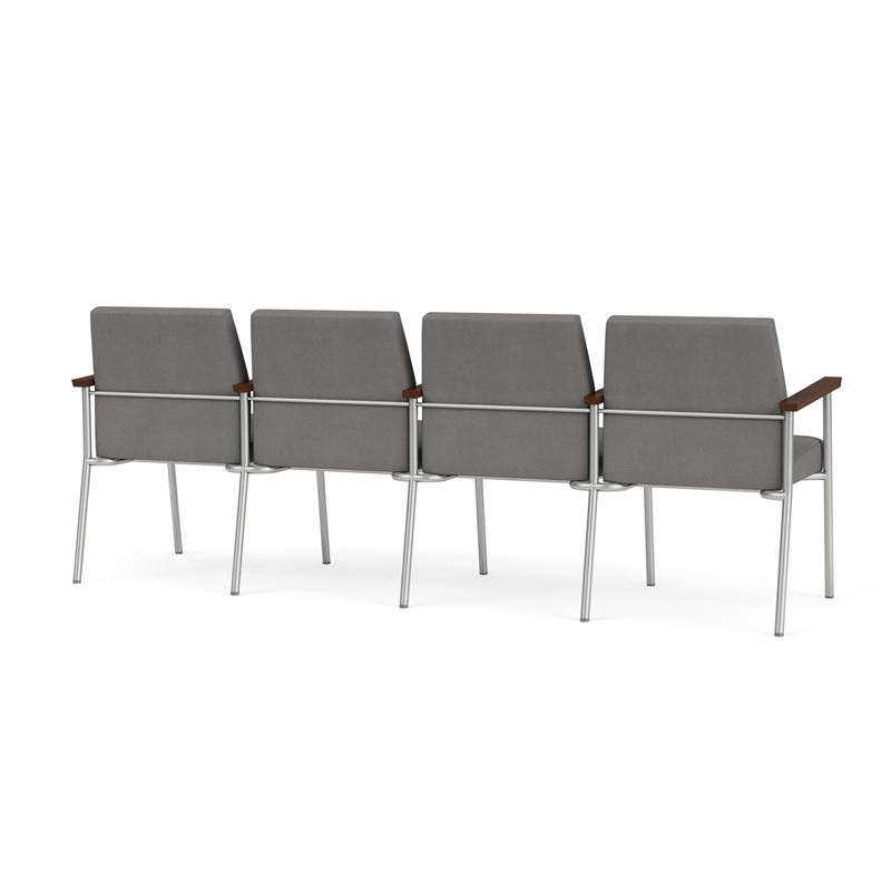 Mystic Reception Waiting 4-Seat Tandem Seating / Silver Steel / Light Gray