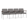 Mystic Reception Waiting 4-Seat Tandem Seating / Silver Steel / Light Gray