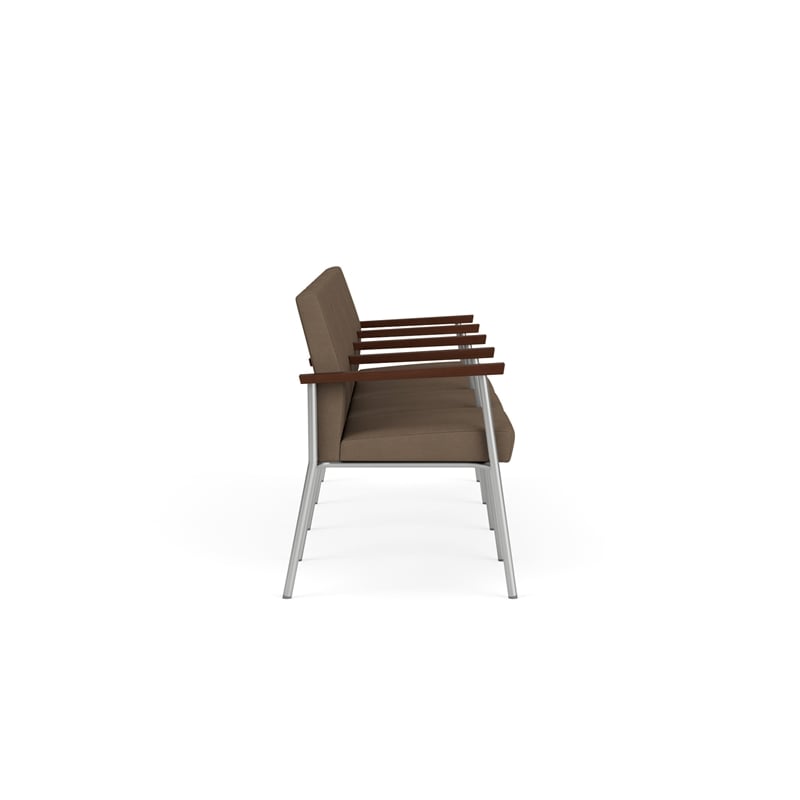 Mystic Reception Waiting Room 4-Seat Tandem Seating / Silver Steel / Brown