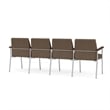 Mystic Reception Waiting Room 4-Seat Tandem Seating / Silver Steel / Brown