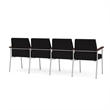 Mystic Reception Waiting Room 4-Seat Tandem Seating / Silver Steel / Black
