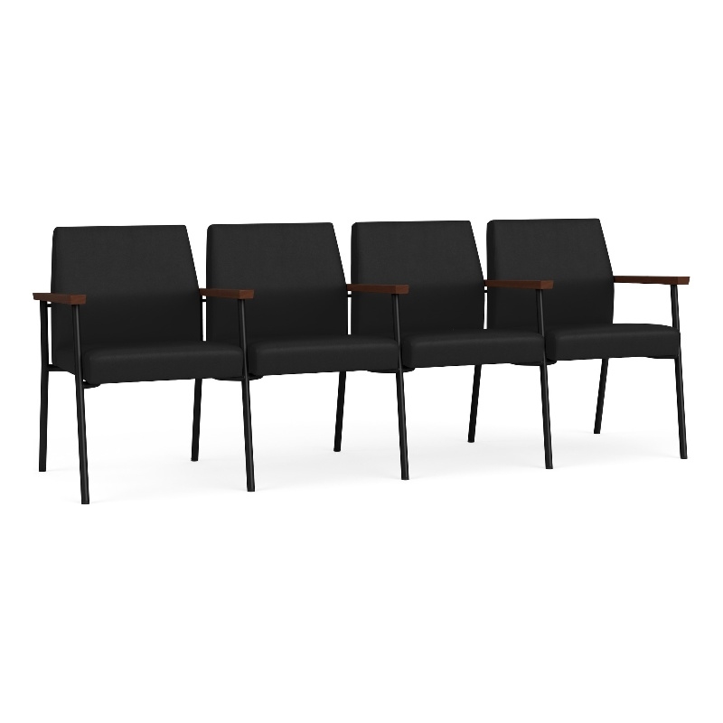 Mystic Reception Waiting Room 4-Seat Tandem Seating / Black Steel / Black