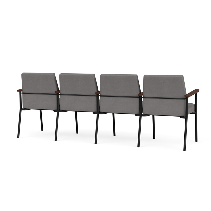 Mystic Reception Waiting 4-Seat Tandem Seating / Black Steel / Light Gray