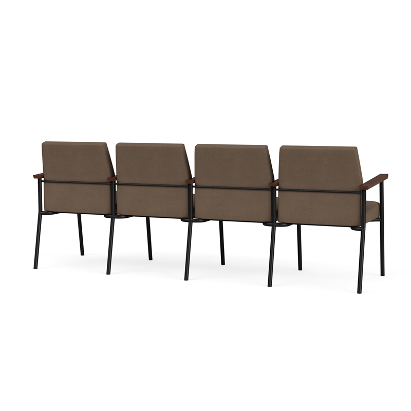 Mystic Reception Waiting Room 4-Seat Tandem Seating / Black Steel / Brown