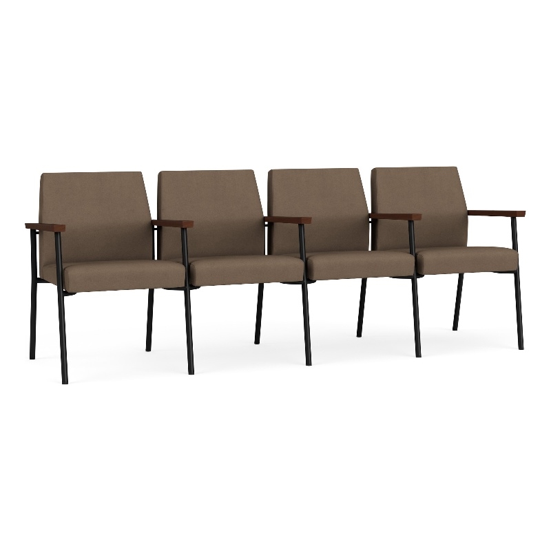 Mystic Reception Waiting Room 4-Seat Tandem Seating / Black Steel / Brown