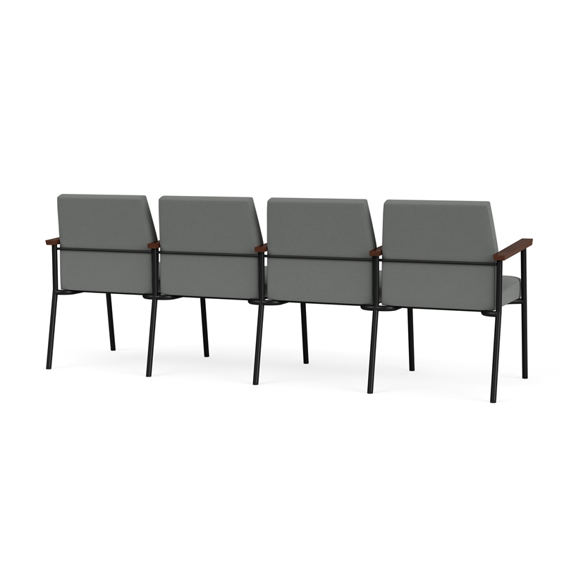 Mystic Reception Waiting 4-Seat Tandem Seating / Black Steel / Light Gray
