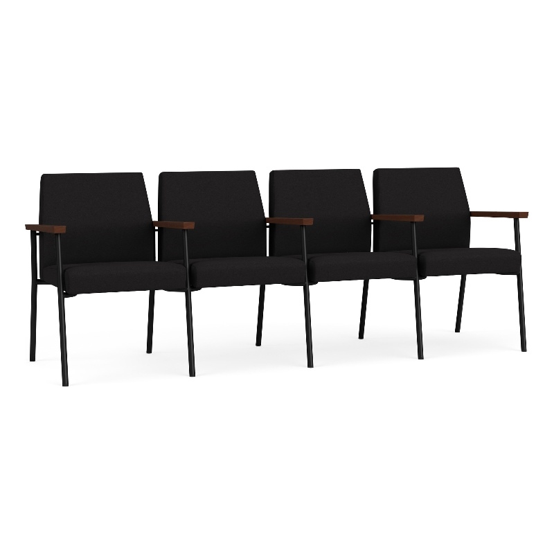 Mystic Reception Waiting Room 4-Seat Tandem Seating / Black Steel / Black