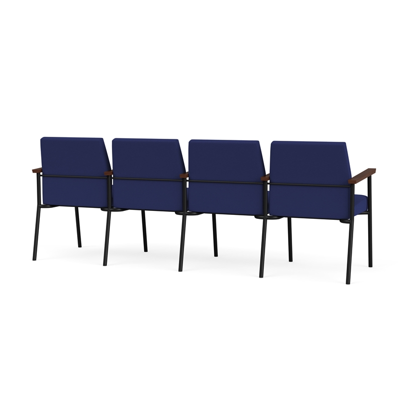 Mystic Reception Waiting Room 4-Seat Tandem Seating / Black Steel / Blue