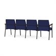 Mystic Reception Waiting Room 4-Seat Tandem Seating / Black Steel / Blue
