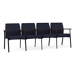 Mystic Reception Waiting 4-Seat Tandem Seating / Black Steel / Navy Blue