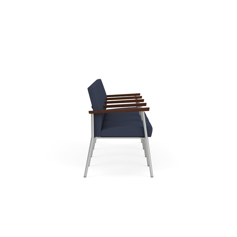 Mystic Reception Waiting Room 4-Seat Tandem Seating / Silver Steel / Blue