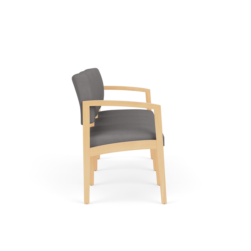 Lenox Wood Reception Waiting 3-Seat Tandem Seating / Natural Wood / Light Gray