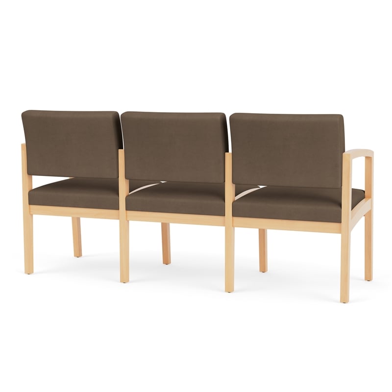 Lenox Wood Reception Waiting 3-Seat Tandem Seating / Natural Wood / Brown