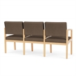 Lenox Wood Reception Waiting 3-Seat Tandem Seating / Natural Wood / Brown