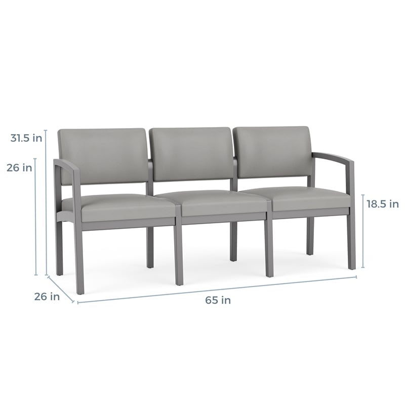 Lenox Wood Reception Waiting 3-Seat Tandem Seating / Natural Wood / Brown