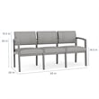 Lenox Wood Reception Waiting 3-Seat Tandem Seating / Natural Wood / Brown