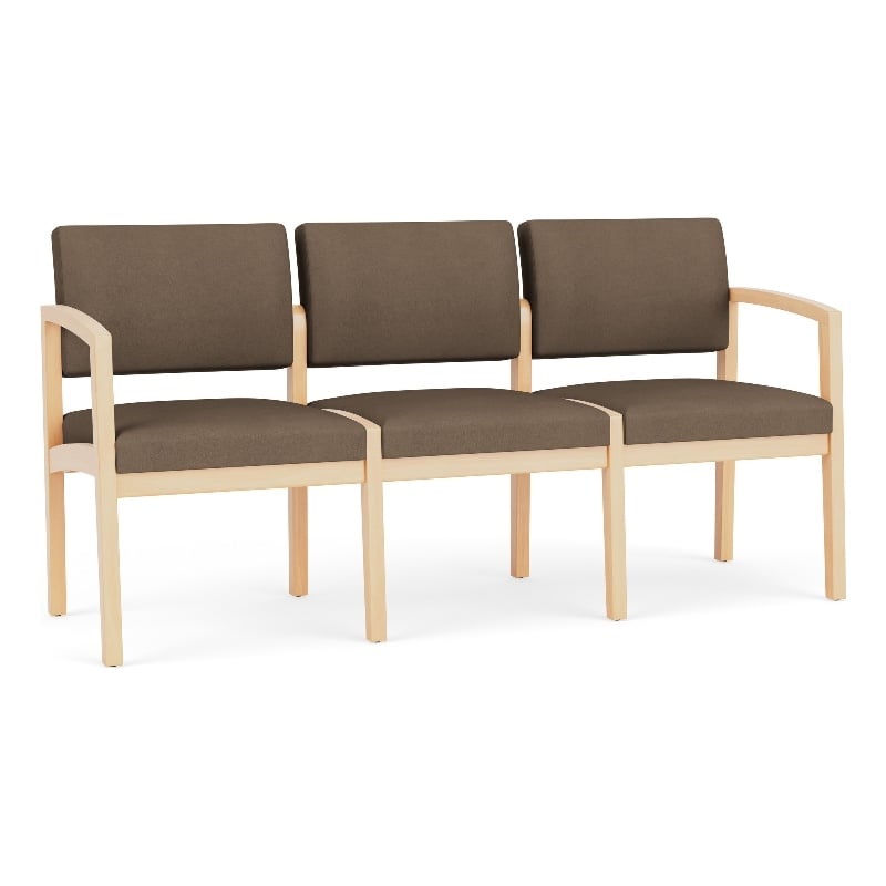 Lenox Wood Reception Waiting 3-Seat Tandem Seating / Natural Wood / Brown