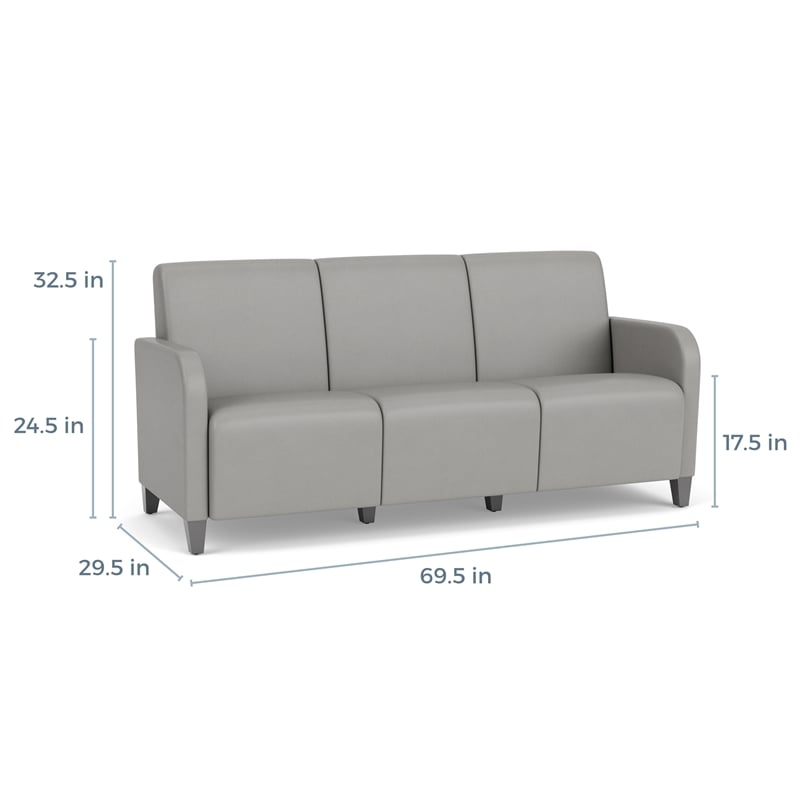 Siena 3-Seat Lounge Reception Tandem Seating / Black Steel Legs / Light Gray
