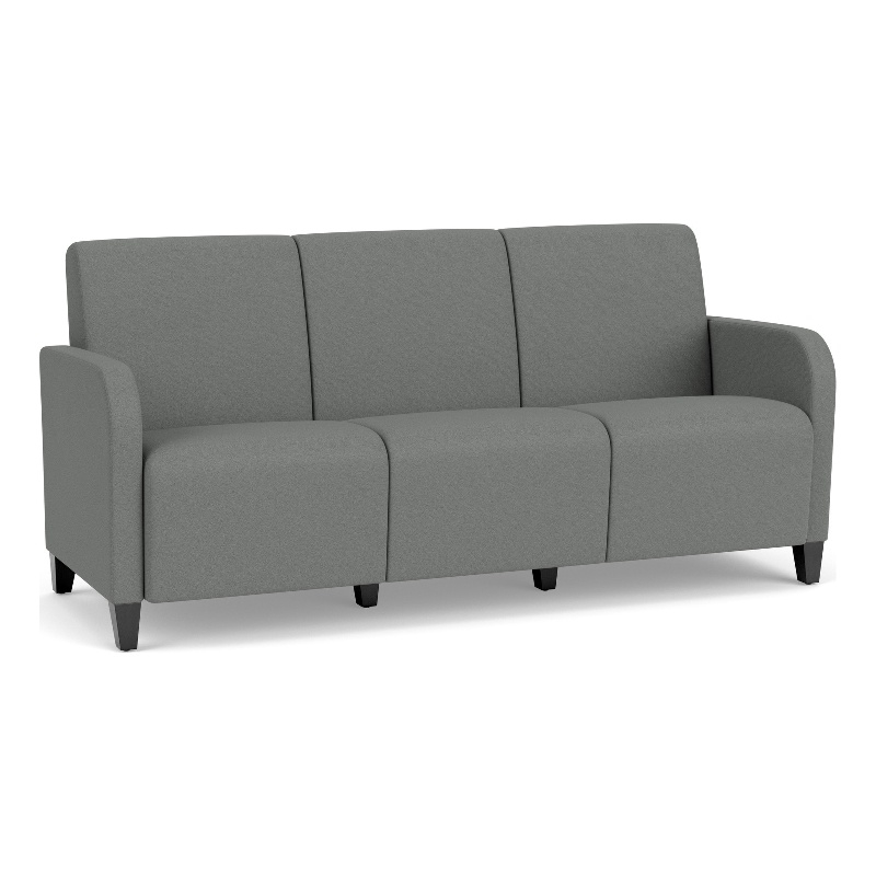 Siena 3-Seat Lounge Reception Tandem Seating / Black Steel Legs / Light Gray