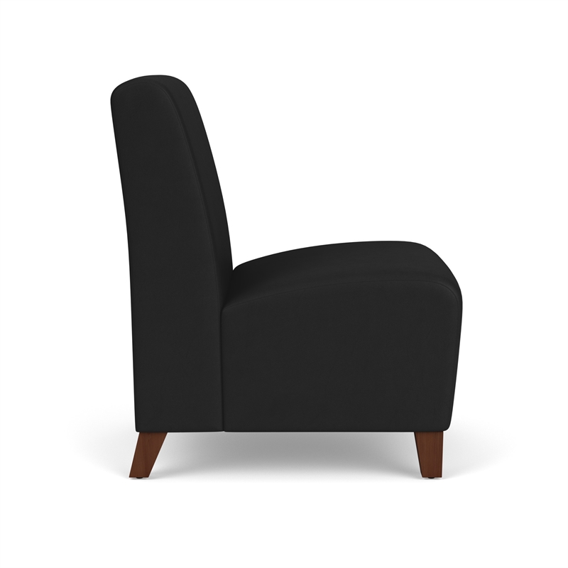 Siena Lounge Reception Waiting Armless Guest Chair / Walnut Wood Legs / Black