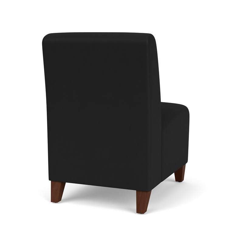 Siena Lounge Reception Waiting Armless Guest Chair / Walnut Wood Legs / Black