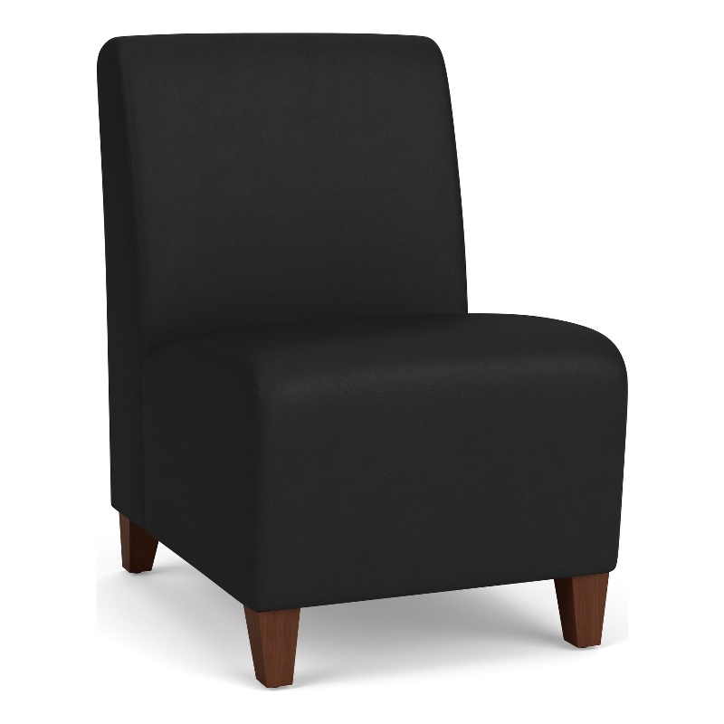 Siena Lounge Reception Waiting Armless Guest Chair / Walnut Wood Legs / Black