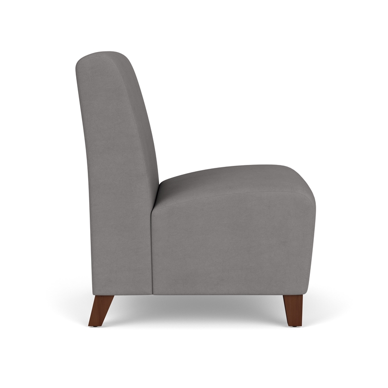 Siena Lounge Reception Armless Guest Chair / Walnut Wood Legs / Light Gray