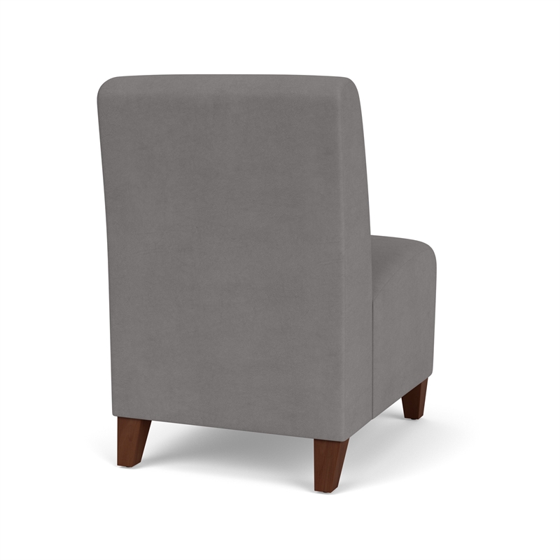 Siena Lounge Reception Armless Guest Chair / Walnut Wood Legs / Light Gray