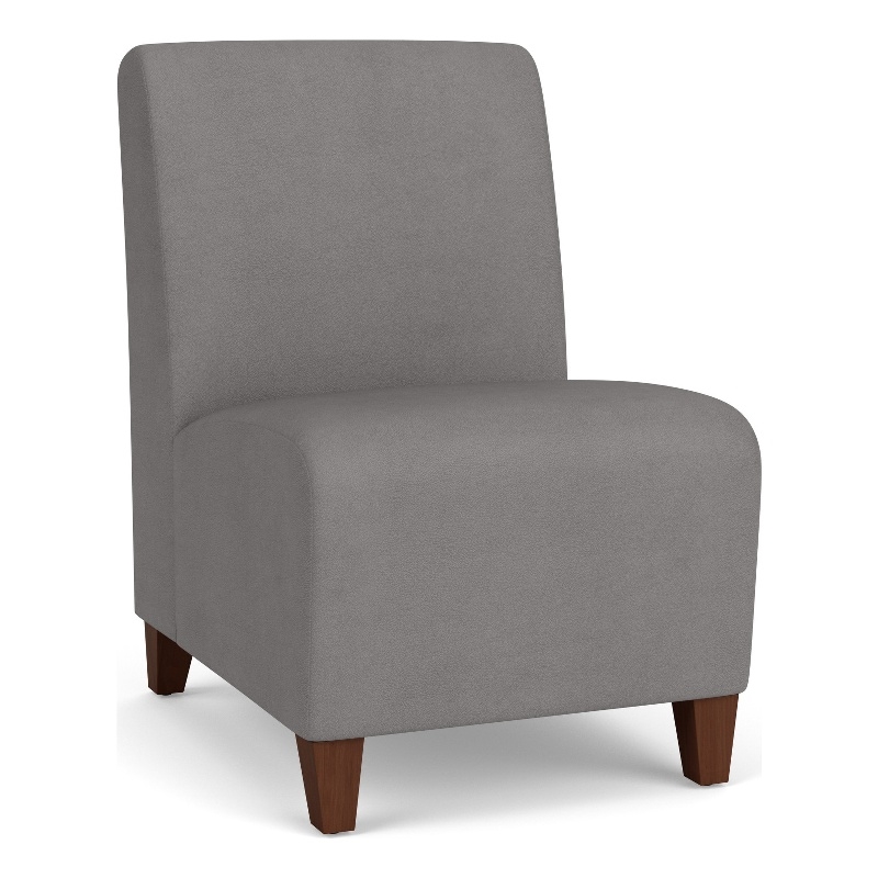 Siena Lounge Reception Armless Guest Chair / Walnut Wood Legs / Light Gray